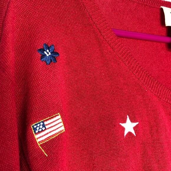 Vintage red white blue American flag button front cardigan size 1X 4th of July - Picture 5 of 14